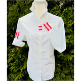 Handmade Pink & Red Grosgrain Ribbon White Tailored Oxford Shirt