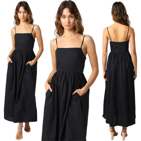 Black Cotton Reese Dress w/ Pockets