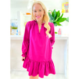 Ruffle Trim Pink Berry Dress