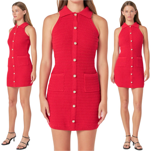 Red Knit Fillipa Dress