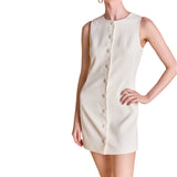 Ivory Textured Button Front Sunny Dress