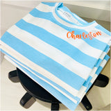 Orange & Blue Cabana Stripe Charleston Sweater Top