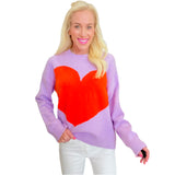 Lilac & Orange Heart Sweater