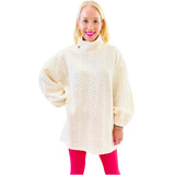 Cream Funnel Neck Carla Dress w/ Gold Button Detail