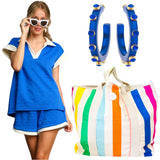 Rainbow Stripe Oversized Canvas Tote