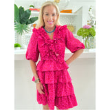 Pink & Red Floral Ruffle Trim Helen Dress