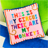 Needlepoint “My Circus” Pillow w/ Velvet Back