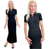 Black Wide Ribbed Knit Oppie Dress