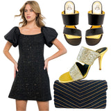 Black & Gold Metallic Tweed Lisbon Dress