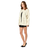 Ivory + Brown Leather Collar
Ansley Jacket with Adjustable Cinch Waist