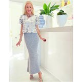 Heather Grey Fuzzy Knit Mermaid Maxi Skirt