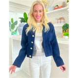 Navy Boucle Tweed Cicero Jacket