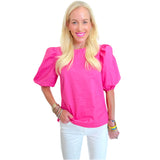 Pink Poplin Ollie Top with Keyhole Back