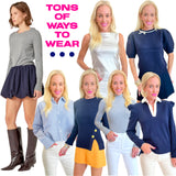 Navy Rhinestone Bow Knit Britton Sweater