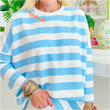 Orange & Blue Cabana Stripe Charleston Sweater Top