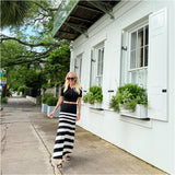 Black Cream Stripe Knit Everly Skirt