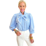 Blue Cotton Bow Christa Top