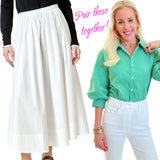 White Cotton Rosa Maxi Skirt w/ Pockets