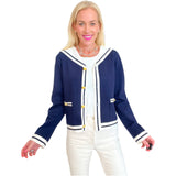 Navy & Ivory Gold Button Colette Cardigan Jacket