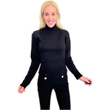 Black SIDE ZIP DOWN Tailored Tibi Sweater