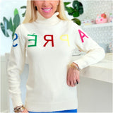 Ivory Candy Lettered Apres Sweater