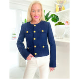 Gold Button Navy Tweed Clementine Dress & Jacket (sold separately)