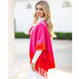 Pink & Orange Soft Knit Maddox Poncho Cardigan