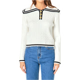 Black & Off White Gold Button Slater Sweater