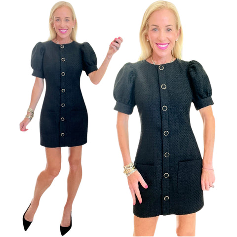 Puff Sleeve Tweed Marina Dress