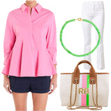 Pink Poplin Peplum Muffie Top