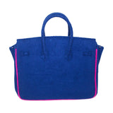 16” Navy + Pink Trim Terry Seychelles Tote w/ Removable Tassel