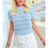 Subtle Sequin Blue Knit Hanley Sweater