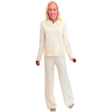 Ivory Cozy Knit Blanca Collared Sweater & Pants (sold separately)