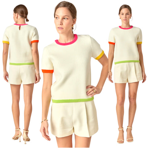 Colorblock Trim Knit Tessa Top