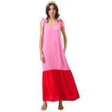 Pink Red Bow Shoulder Meredith Dress w/ Pockets