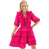 Pink & Red Floral Ruffle Trim Helen Dress
