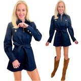 Navy Gold Button Georgina Romper