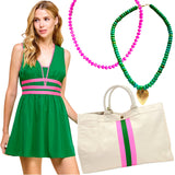 Heavy Duty Pink & Green Large Canvas Tote