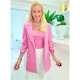 Pink Cinched 3/4 Sleeve Annise Blazer + Optional Belt