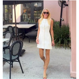 Ivory Textured Button Front Sunny Dress