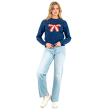 Navy & Orange Super Soft Gigi Bow Sweater