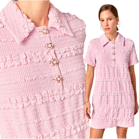 Pink Flower Button Paula Dress