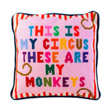 Needlepoint “My Circus” Pillow w/ Velvet Back