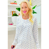 Pima Cotton Blue Bunny Pajama Short Set