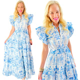 BUNNY Ginger Jar Toile Dress w/Drawstring Waist