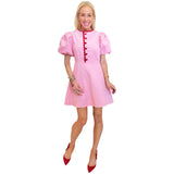 Pink Corduroy Heart Button Brice Dress