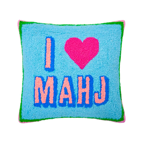 Mahjong Wool Hook Pillows w/ Velvet Back