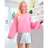 Pink Cable Knit Swing Sleeve Moira Sweater