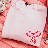 Embroidered Candy Cane Holiday Sweatshirt