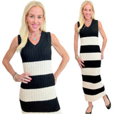 Black & Ivory Wool Blend Dasha Dress